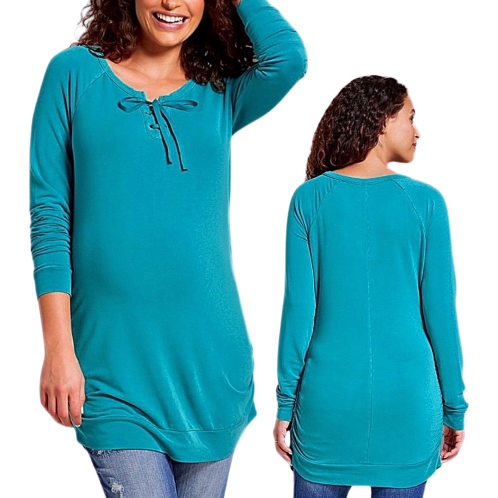 INGRID & ISABEL Maternity 3/4 Sleeve Lace-Up Sweatshirt